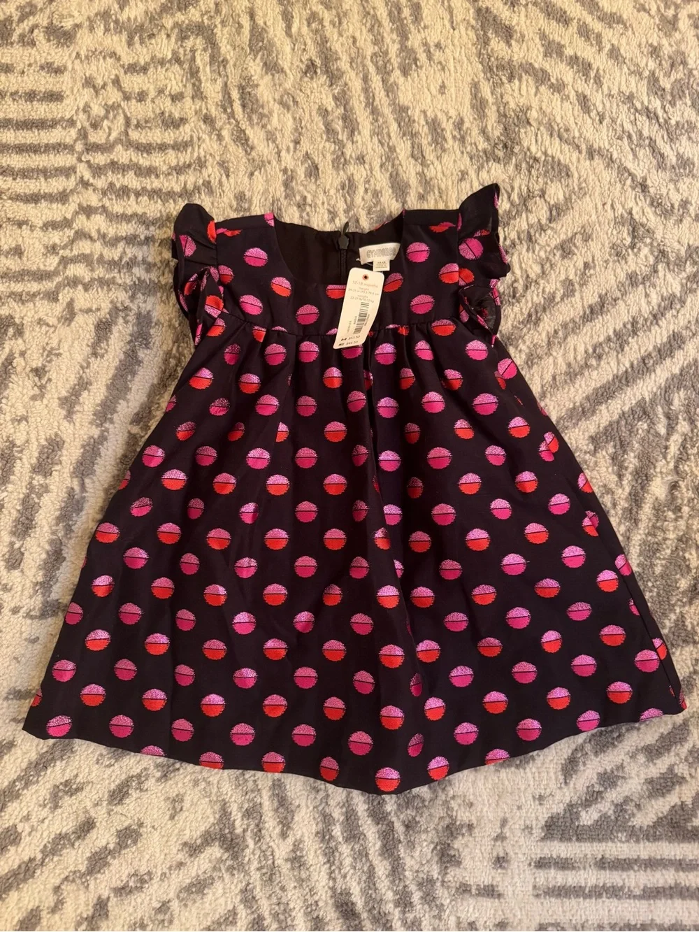 Gymboree Girls Pink Polka Dot Flutter Sleeve Dress